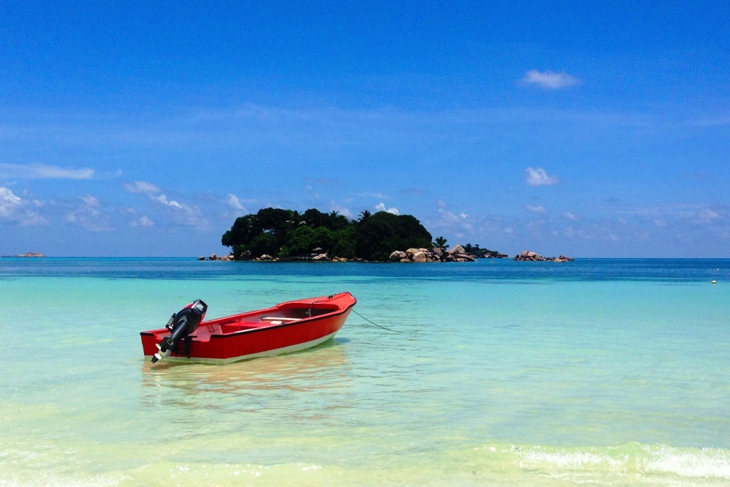 Seychellen Strand Boot