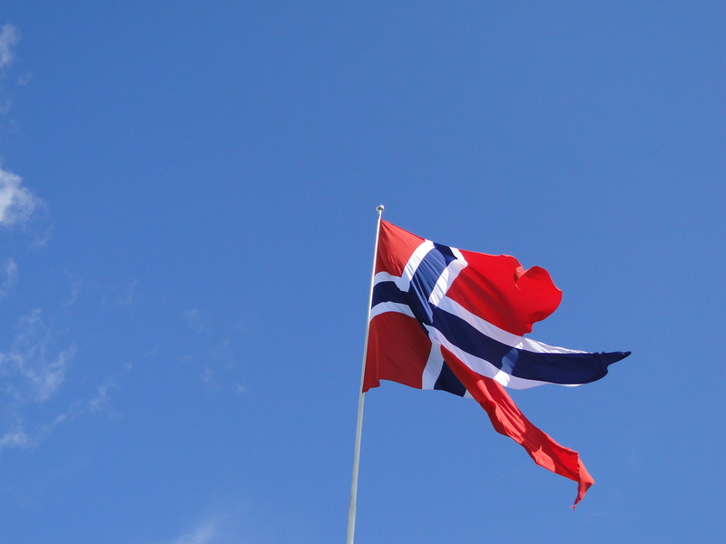 Norwegen Flagge im Wind